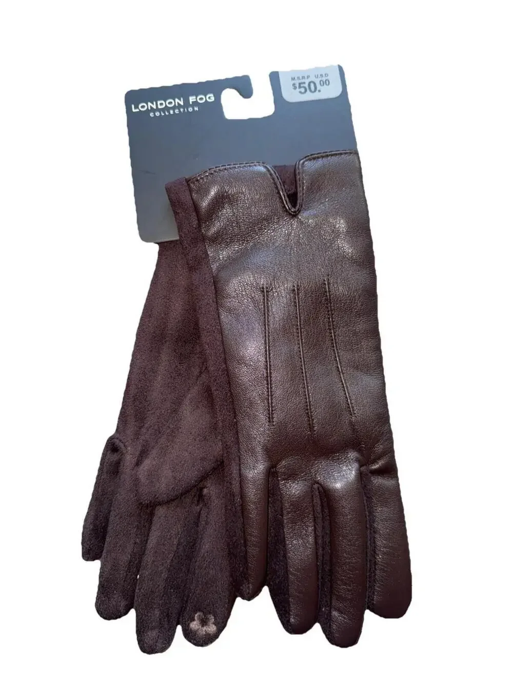 London Fog Women’s Dress Touch Screen Compatible Gloves-brown One Size New